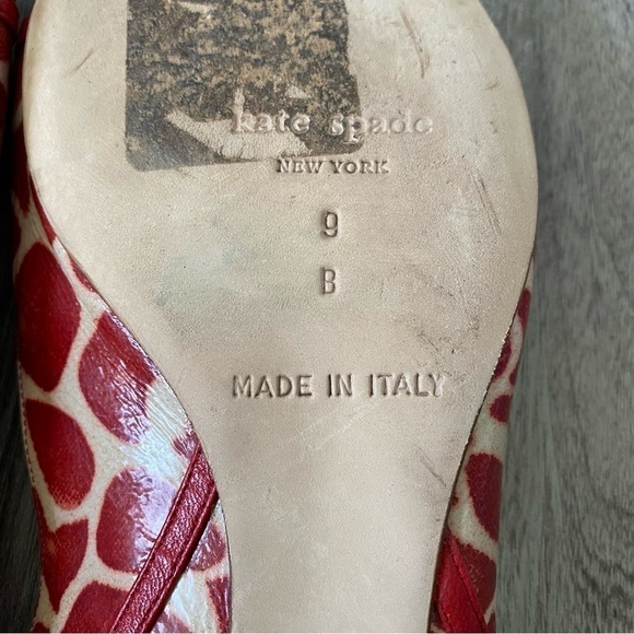 Kate Spade Slingback Peeptoe Flats Shoes Pink White Printed Women’s Size 9 - Picture 7 of 7